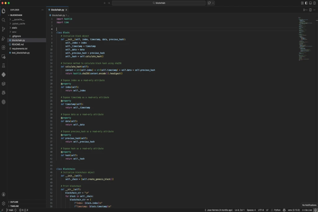 Blockchain project screenshot